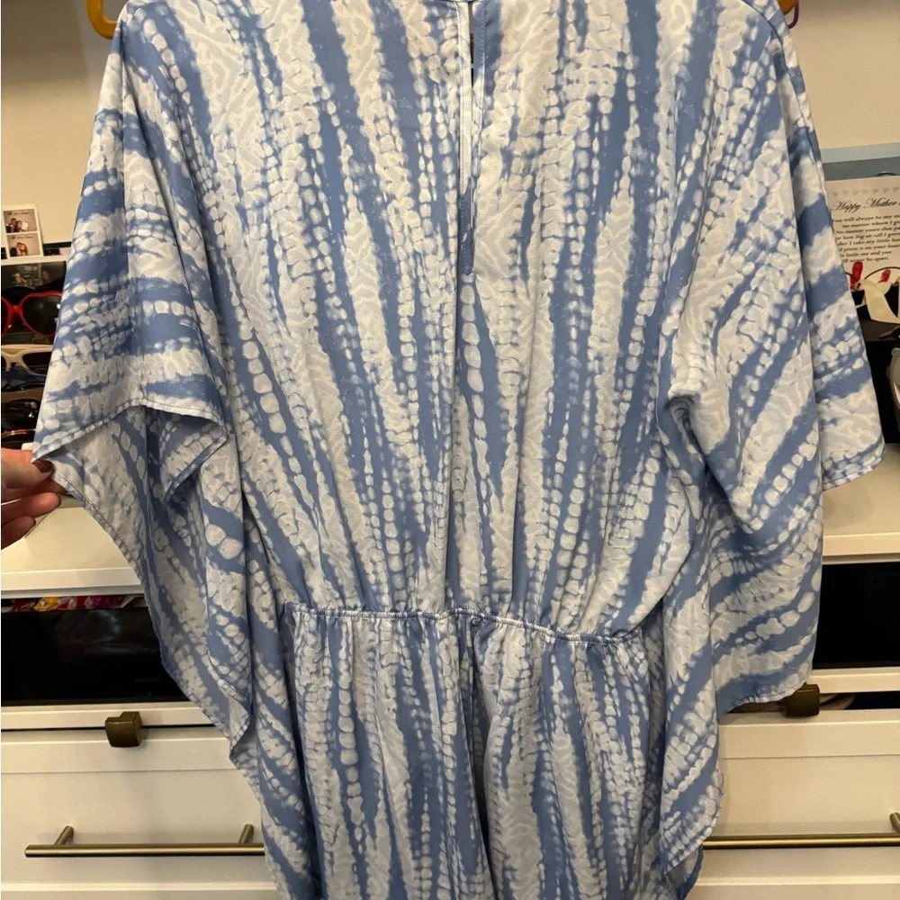 Blue and White Tie-Dye Women's Romper - Picture 4 of 4